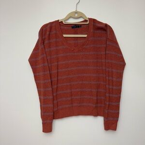 PrAna Women's Milani V-Neck Lightweight Waffle Knit Striped Sweater‎ Extra Large